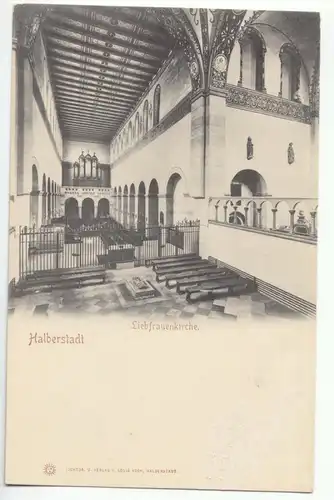AK, Halberstadt, Liebfrauenkirche, Innenansicht, um 1900