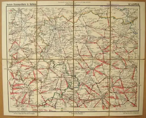 Deutsche Straßenprofilkarte für Radfahrer, Blatt 42, Leipzig - [Chemnitz], 1930