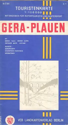Touristenkarte Gera - Plauen, 1968
