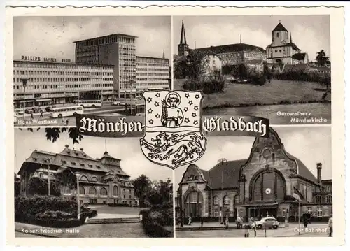 AK, Mönchengladbach, vier Abb., gestaltet, Wappen, um 1958