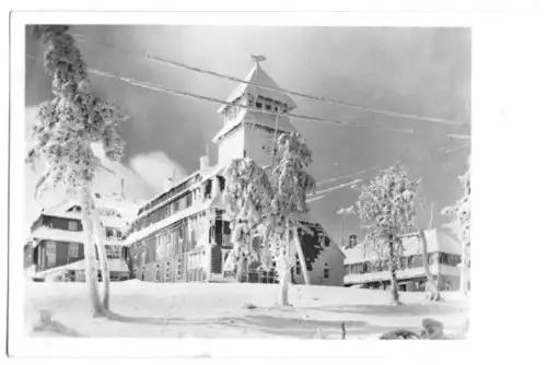 AK, Oberwiesenthal, Altes Fichtelberghaus, Winterans.