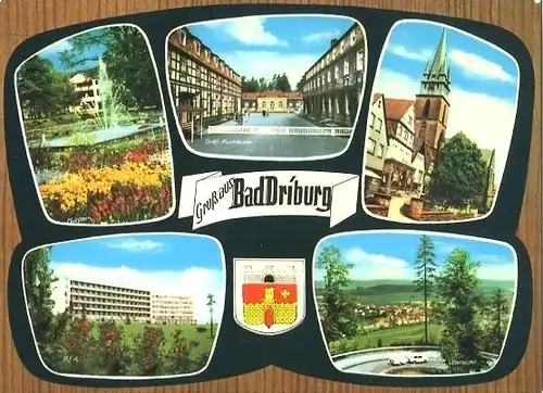 AK, Bad Driburg, 5 Abb. gestaltet, u.a. BfA, 1974