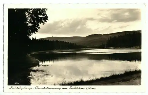 AK, Fichtelberg, Abendstimmung am Fichtelsee, um 1956