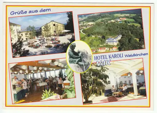 AK, Waldkirchen, VdK-Hotel Karoli, vier Abb., gestaltet, um 1998
