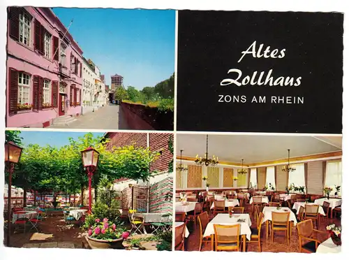 AK, Zons am Rhein, Gaststätte "Altes Zollhaus", drei Abb., um 1967