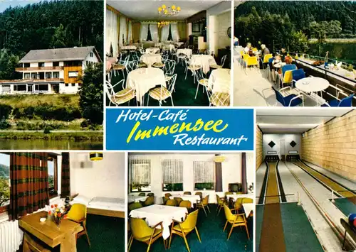 AK, Ronshausen, Hotel - Café Immensee, sechs Abb. u.a. Kegelbahn, 1983