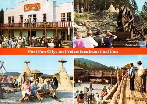AK, Olsberg Gevelinghausen, Westernstadt Fort Fun City, vier Abb., um 1978