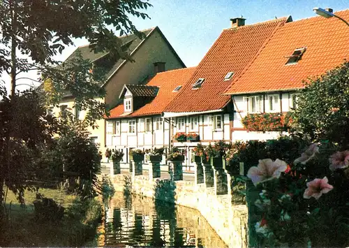 AK, Stadt Hornburg, Straßenpartie mit Fachwerkhäusern, um 1985