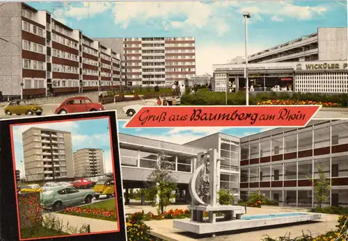 AK, Mohnheim am Rhein, OT Baumberg, drei Abb., Neubauten, 1974