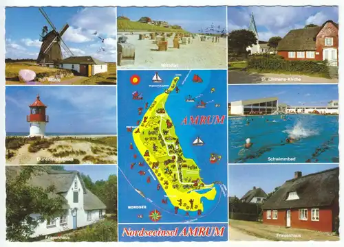 AK, Nordseeinsel Amrum, sieben Abb. und Landkarte, 2000