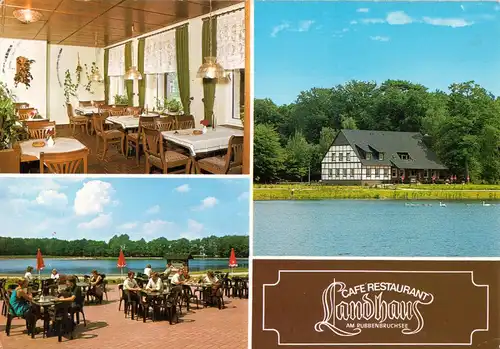 AK, Osnabrück, Café - Restaurant "Landhaus" am Rubbebbruchsee, 3 Abb., um 1986