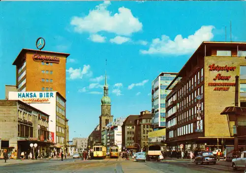 AK, Dortmund, Kampstr., belebt, Straßenbahnen, 1972