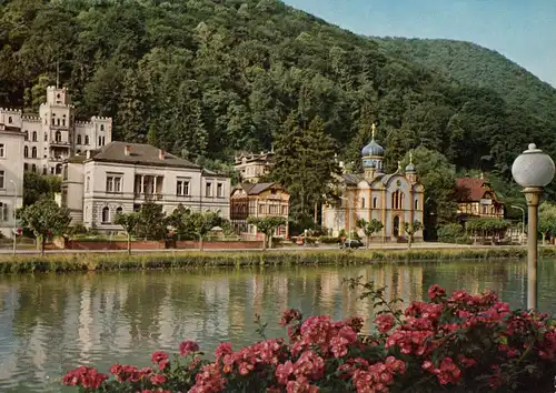 AK, Bad Ems, Russische Kirche mit Schloß Balmoral, um 1958