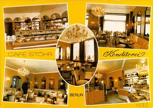 AK, Berlin Tempelhof, Café - Konditorei Stöhr, fünf Abb., gestaltet, um 1985