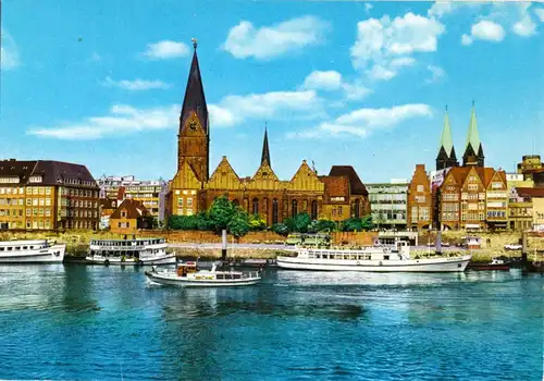 AK, Bremen, Blick über die Weser, um 1978