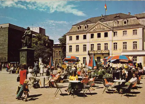 AK, Bonn, Münsterplatz mit Beethovendenkmal und Postamt, um 1970