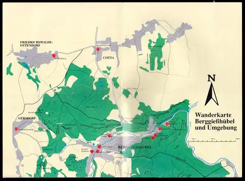 Wanderkarte, Berggießhübel und Umgebung, um 2000