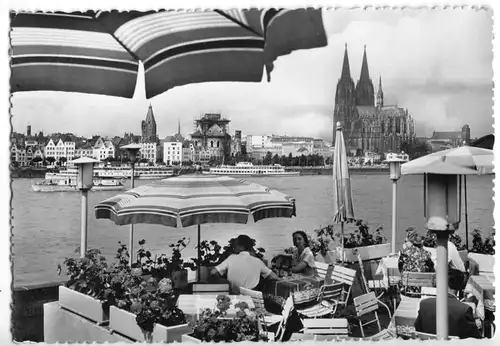 AK, Köln am Rhein, Blick von der Sünner-Terrasse, belebt, 1962