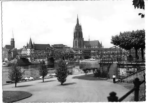 AK, Frankfurt am Main, Am eisernen Steg, 1962