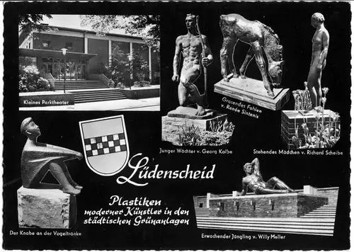 AK, Lüdenscheid i. Westf., Plastiken moderner Künstler in ... Grünanlagen, 1964
