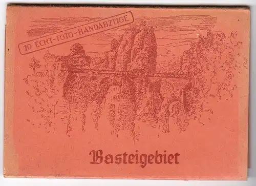 Mäppchen mit 10 kleinen Fotos, Basteigebiet, 1960 , Format: 9 x 6,3 cm