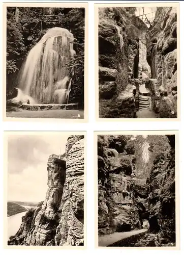 Mäppchen mit 10 kleinen Fotos, Basteigebiet, 1960 , Format: 9 x 6,3 cm