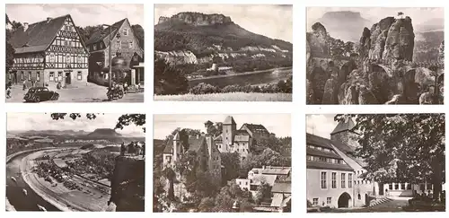 Mäppchen mit 10 kleinen Fotos, Hohnstein Sächs. Schweiz, 1962, Form. 8,8 x 6 cm