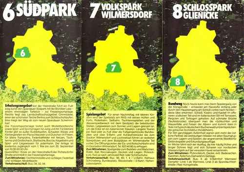 Mappe mit 14 Wanderkarten - Berlin - Mach mal 'ne Tour durch Wald und Flur, 1985