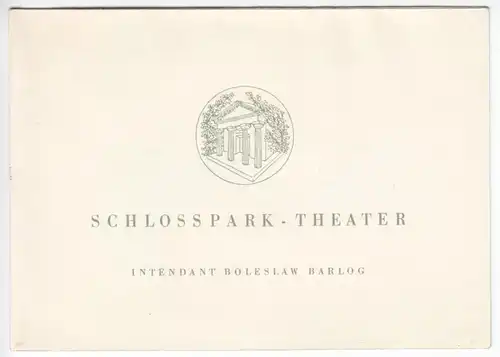 Berlin Steglitz, Schlosspark-Theater, Premieren-Einladung, Elektra, 20.2.1954