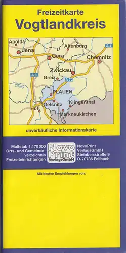 Freizeitkarte, Vogtlandkreis, um 2000