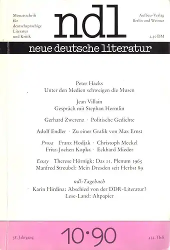 neue deutsche literatur, Heft 10 - 1990