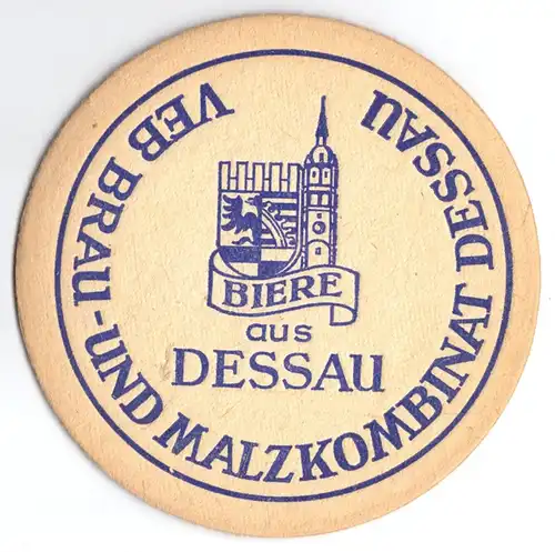 Bierdeckel, Biere aus Dessau, VEB Brau- und Malzkombinat Dessau, 1970er