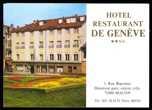 tour. Prospekt, Macon [71000], Frankreich, Hotel - Restaurant de Geneve, um 1980