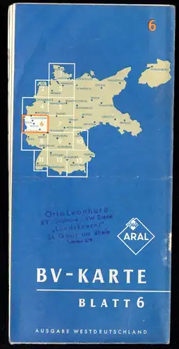Verkehrskarte, Aral, Ausgabe Deutschland, Blatt 6 von 13, um 1958