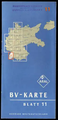 Verkehrskarte, Aral, Ausgabe Deutschland, Blatt 11 von 13, um 1958