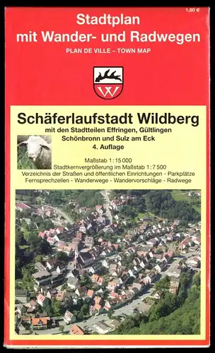 Stadtplan mit Wander- und Radwegen, Schäferlaufstadt Wildberg, um 1996