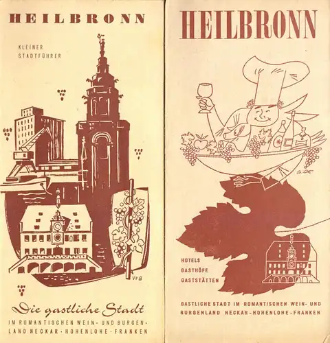 tour. Prospekt, Heilbronn - Kleiner Stadtführer + Unterkunftsverzeichnis, 1960
