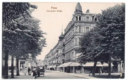 AK, Pirna, Dohnasche Str., belebt, um 1912