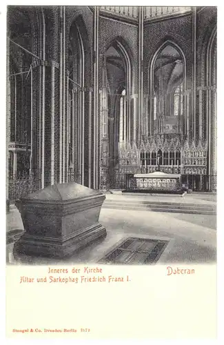 AK, Doberan, Kirche, Innenansicht mit Sarkophag, um 1904