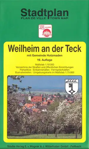 Stadtplan, Weilheim an der Teck mit Gemeinde Holzmaden, 19. Aufl., um 1997