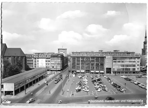 AK, Dortmund, Hansaplatz und Hansastraße, um 1962