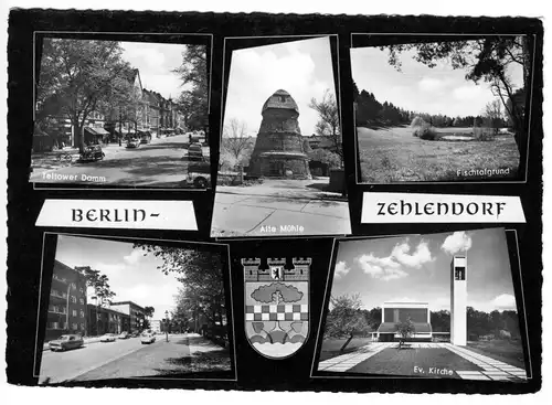 AK, Berlin Zehlendorf, fünf Abb. und Wappen, um 1965