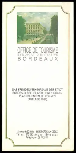 Prospekt mit Innenstadtplan, Bordeaux, 1987