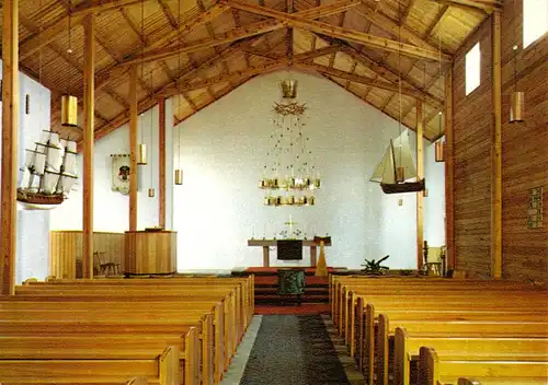 AK, Helgoland, Inselkirche, Innenansicht, um 1970