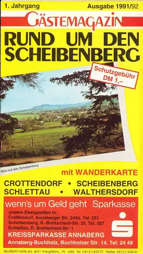 Gästemagazin und Wanderkarte, Rund um den Scheibenberg, 1991/92