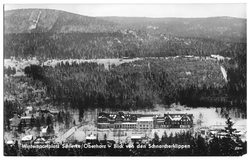 AK, Schierke Harz, Blick von den Schnarcherklippen, 1960