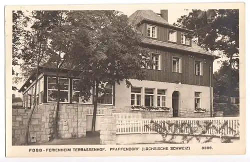 AK, Pfaffendorf Sächs. Schweiz, FDGB-Heim Terrassenhof, Vers. 2, Echtfoto, 1955