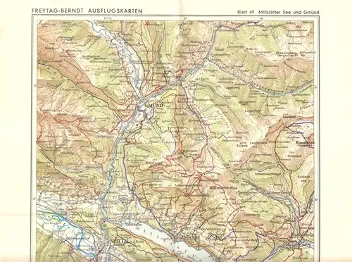 Wanderkarte, Millstätter See und Gmünd, um 1930