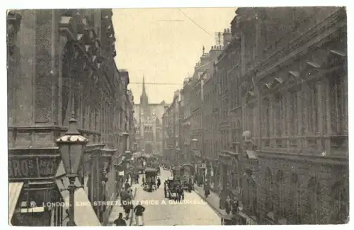 AK, London, King Street, Cheapside & Guildhall, um 1908