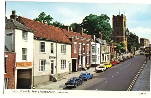 AK, Colchester, Essex, Noth Hill and St. Peter's Parish Church, um 1970